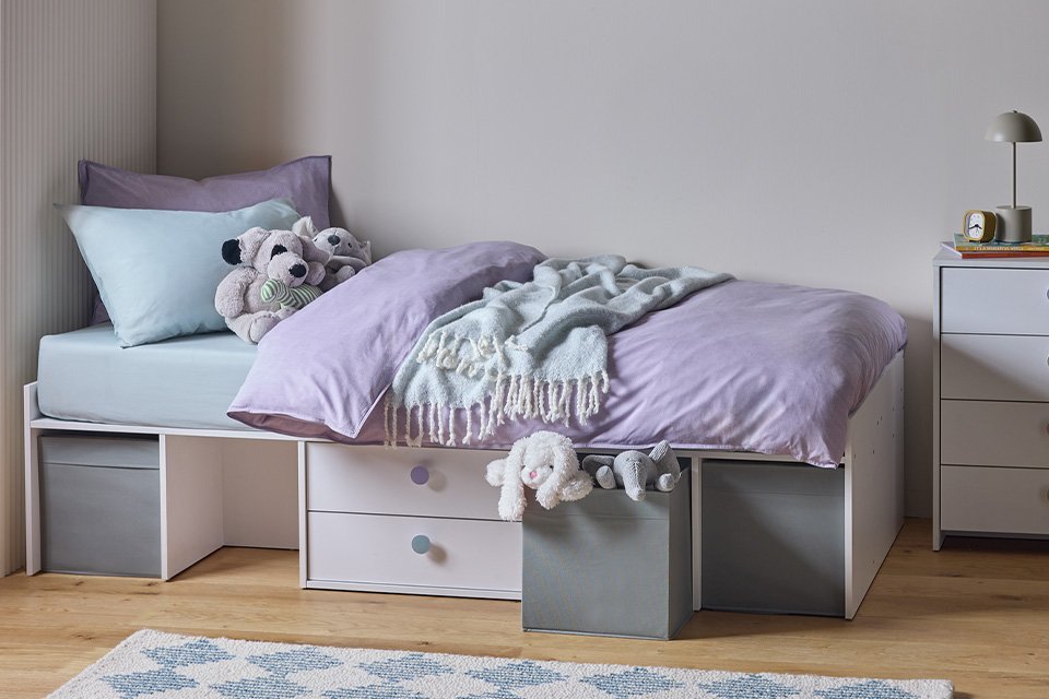 An Argos Home Juno kids' 2 drawer cabin bed in white.