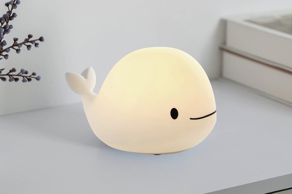 An EGLO Castellino kids' LED whale colour changing night light in grey.