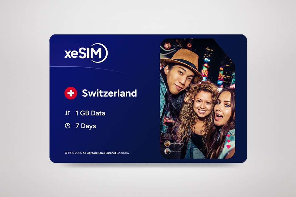 A picture of XeSIM Switzerland 1GB 7 Days product pack.