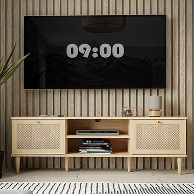 A 2 Door 1 Shelf TV Unit in a room.