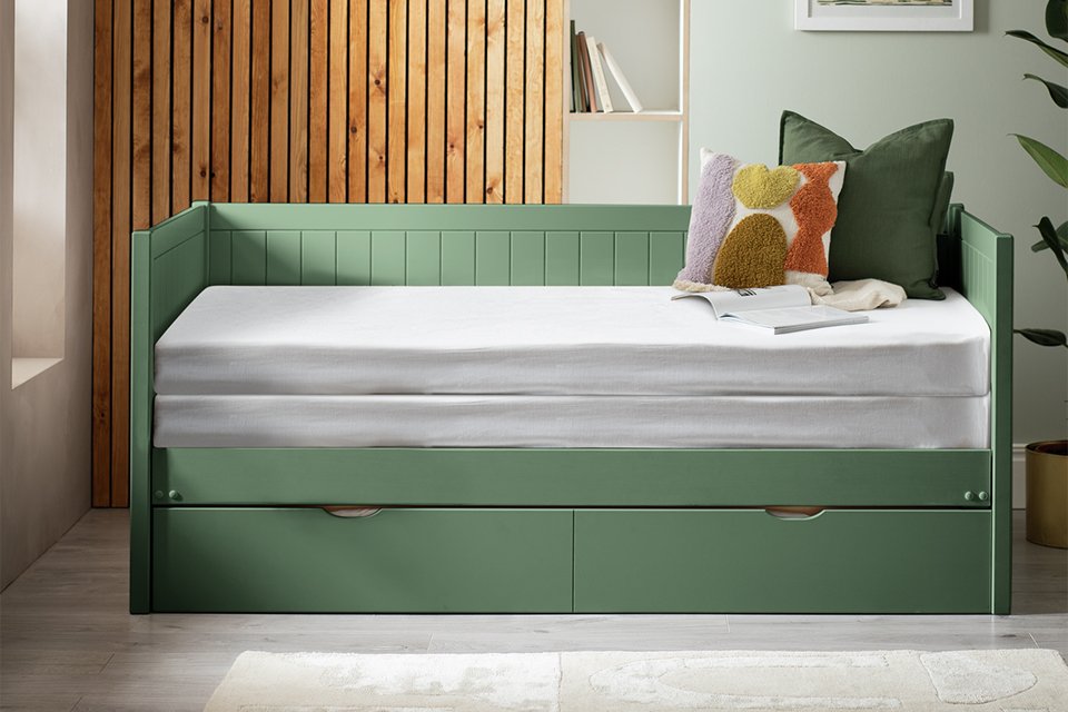 Habitat Axel day bed in green colour.