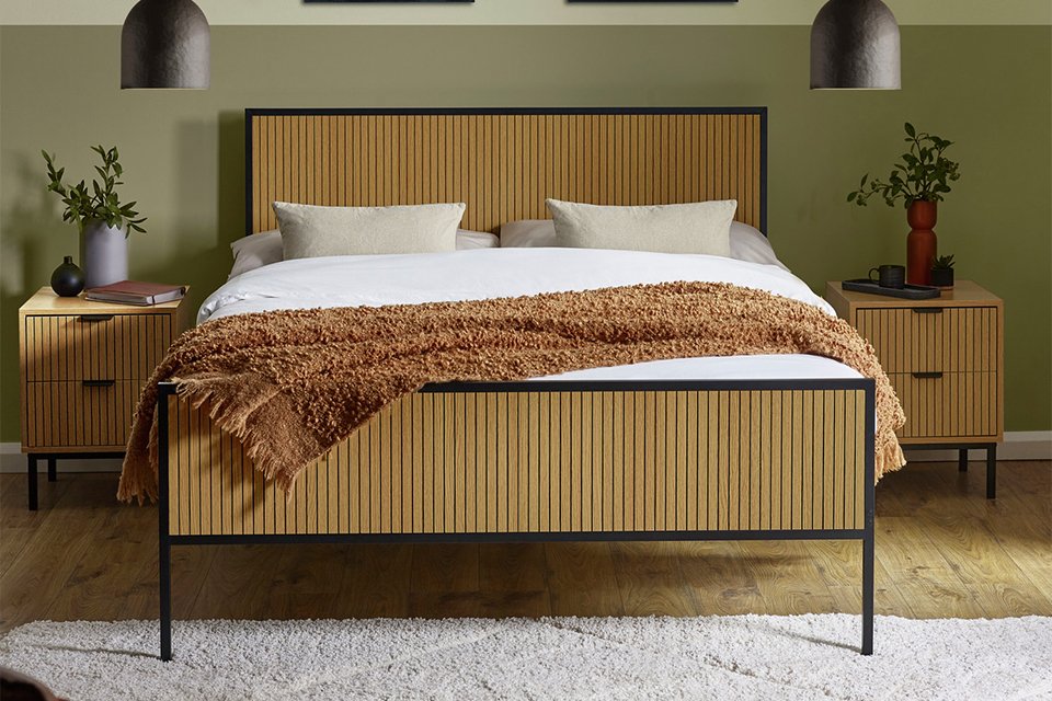 Julian Bowen Sia Double Bed Frame in natural finish.