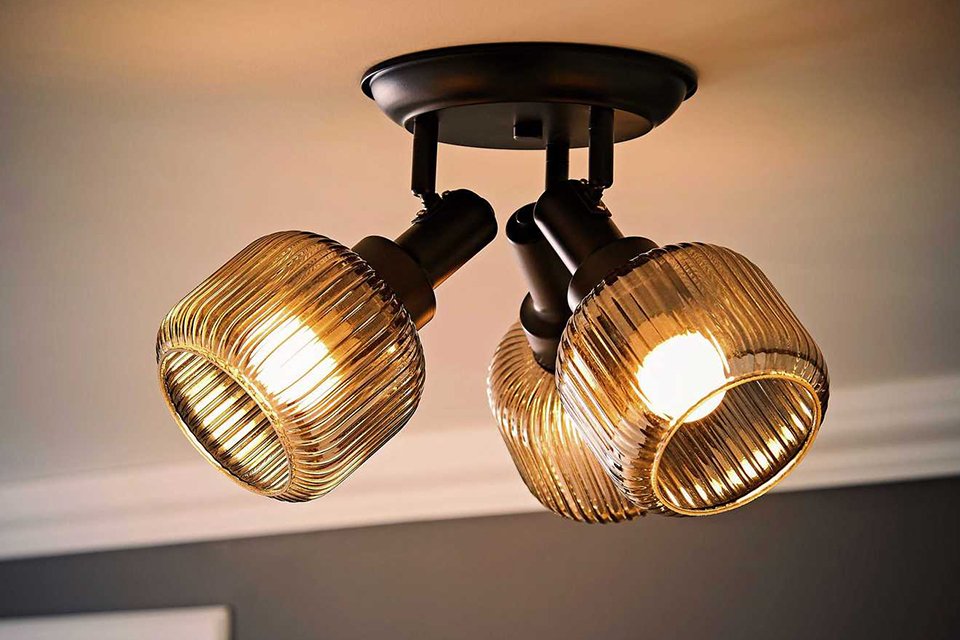 ValueLights Calpe Metal 3-Light Spotlight in a room.