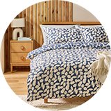 Home Entry Floral print bedding in blue colour.