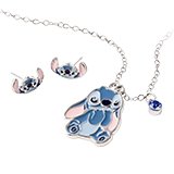Disney Stitch Enamel Pendant Necklace and Stud Earrings Jewellery Set.