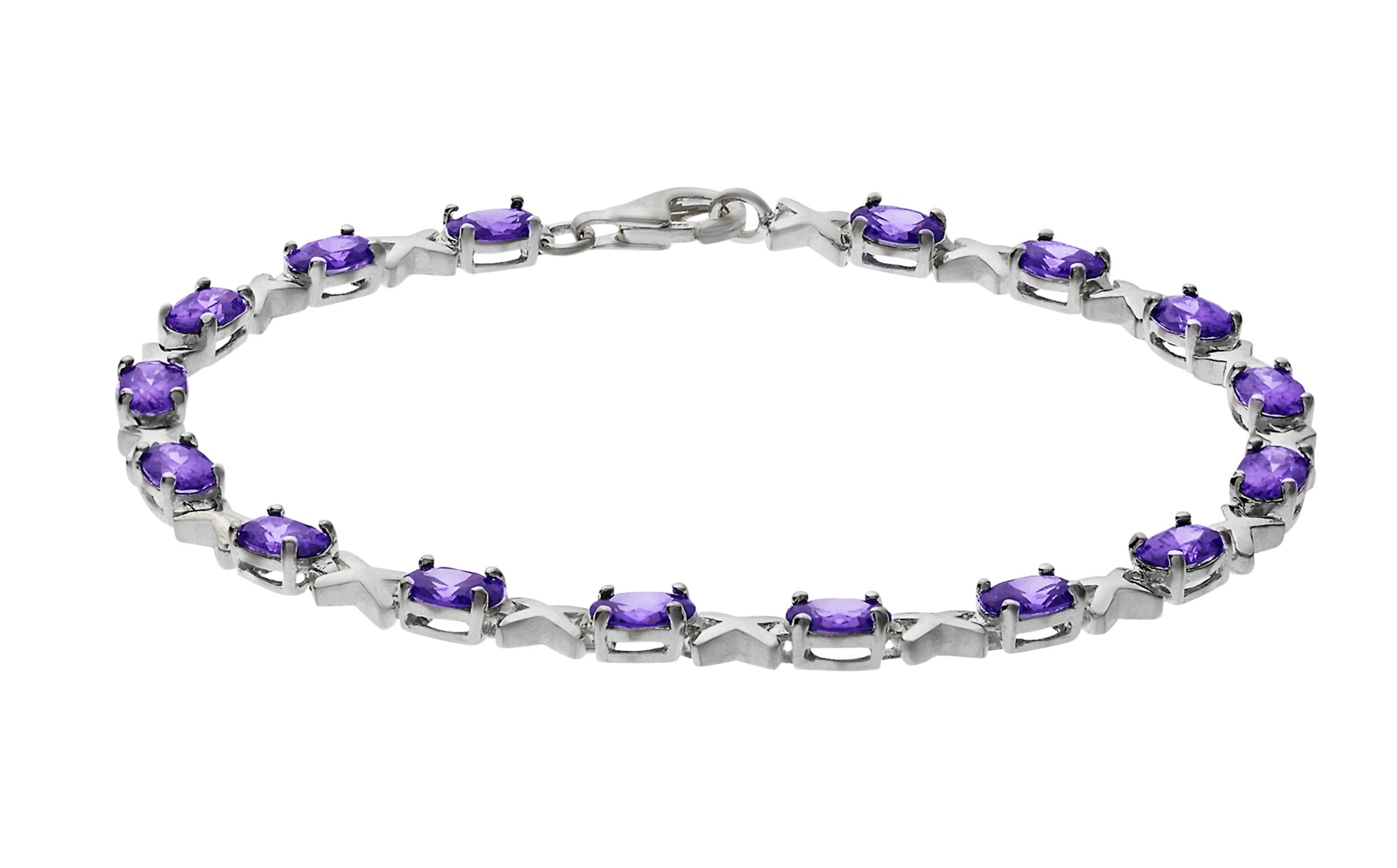 Revere Sterling Silver Amethyst Coloured CZ Kisses Bracelet