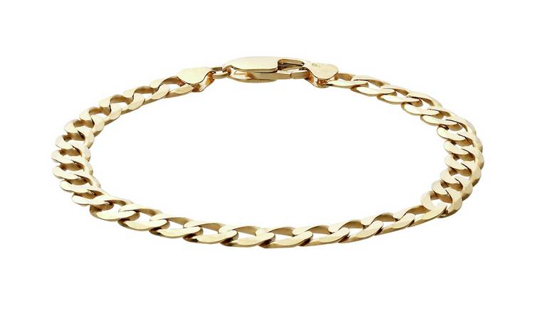 Buy Revere 9ct Yellow Gold Solid Look Curb Bracelet | Mens bracelets ...