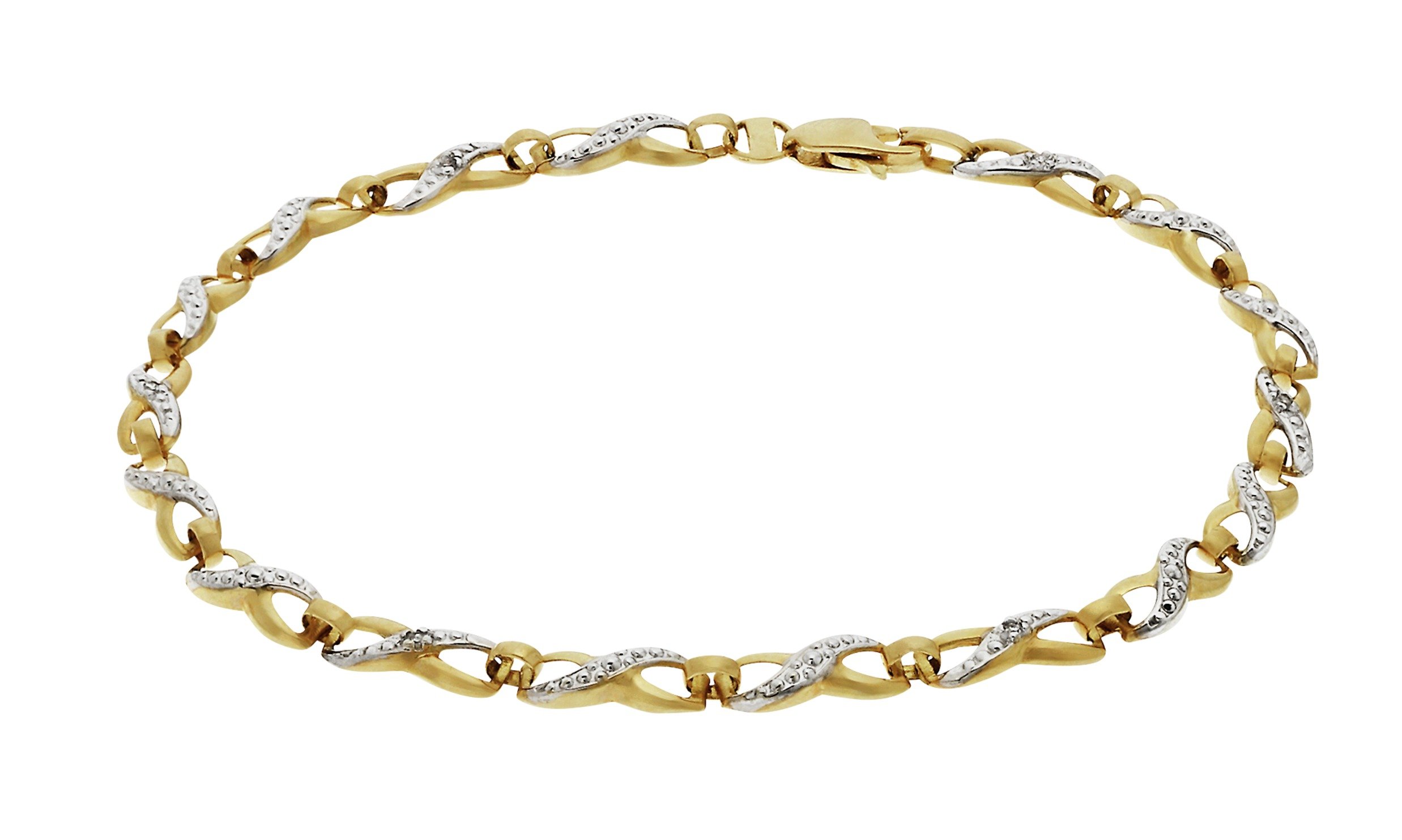 Revere 9ct Yellow Gold Diamond Accent Twist Bracelet