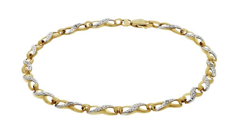 Buy Revere 9ct Yellow Gold Diamond Accent Twist Bracelet