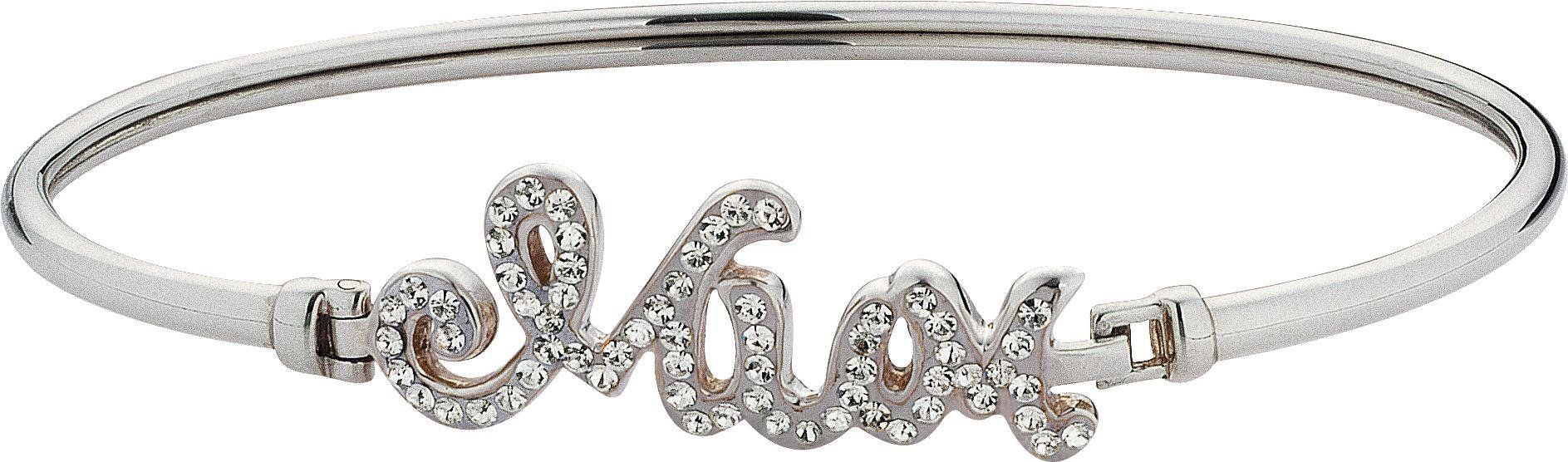 Moon & Back Sterling Silver Crystal 'Mum' Bangle