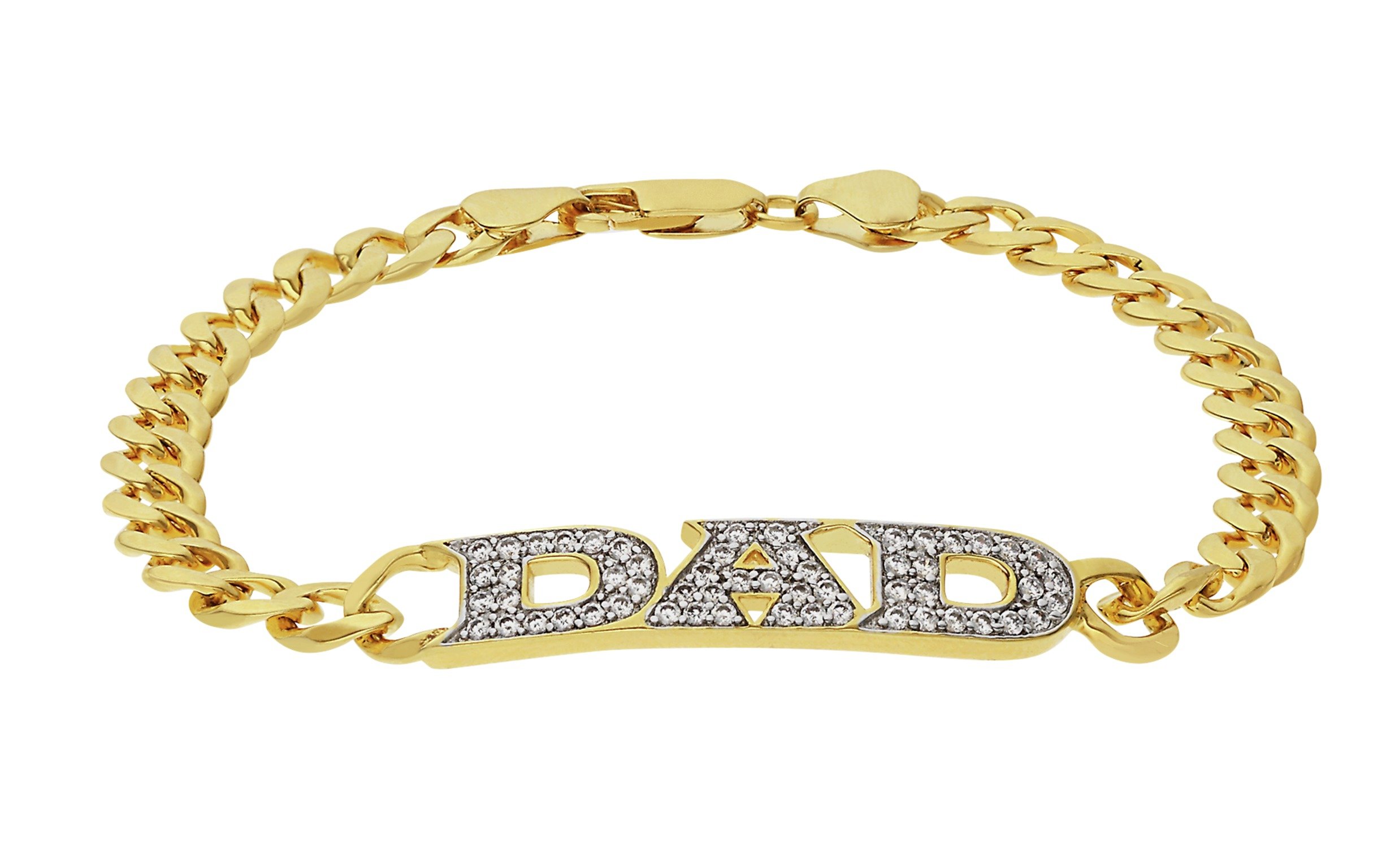 Revere Men's 18ct Gold Plated Silver CZ Dad Bracelet