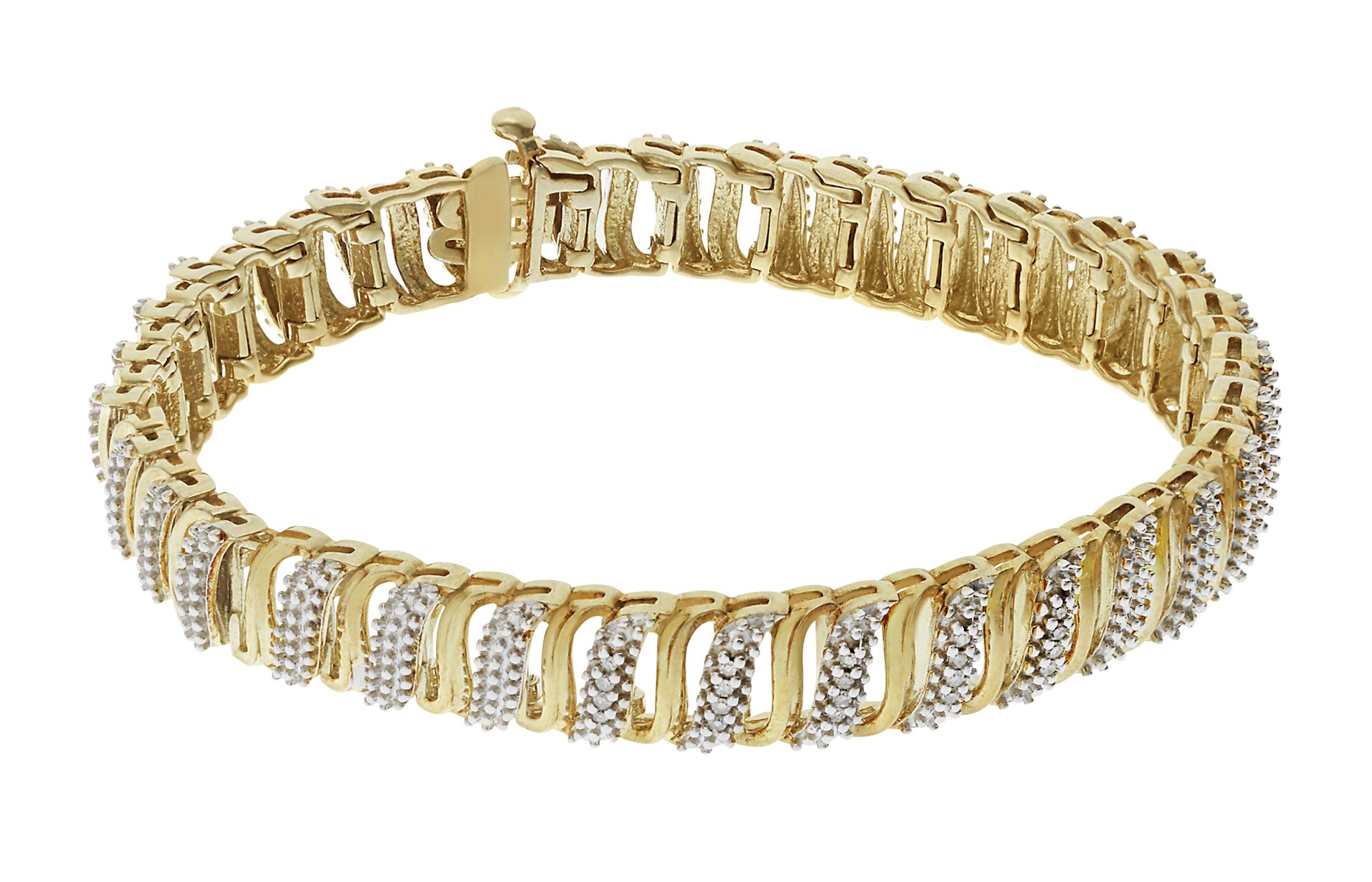 Revere 9ct Gold Plated Silver 0.10ct tw Diamond Bracelet