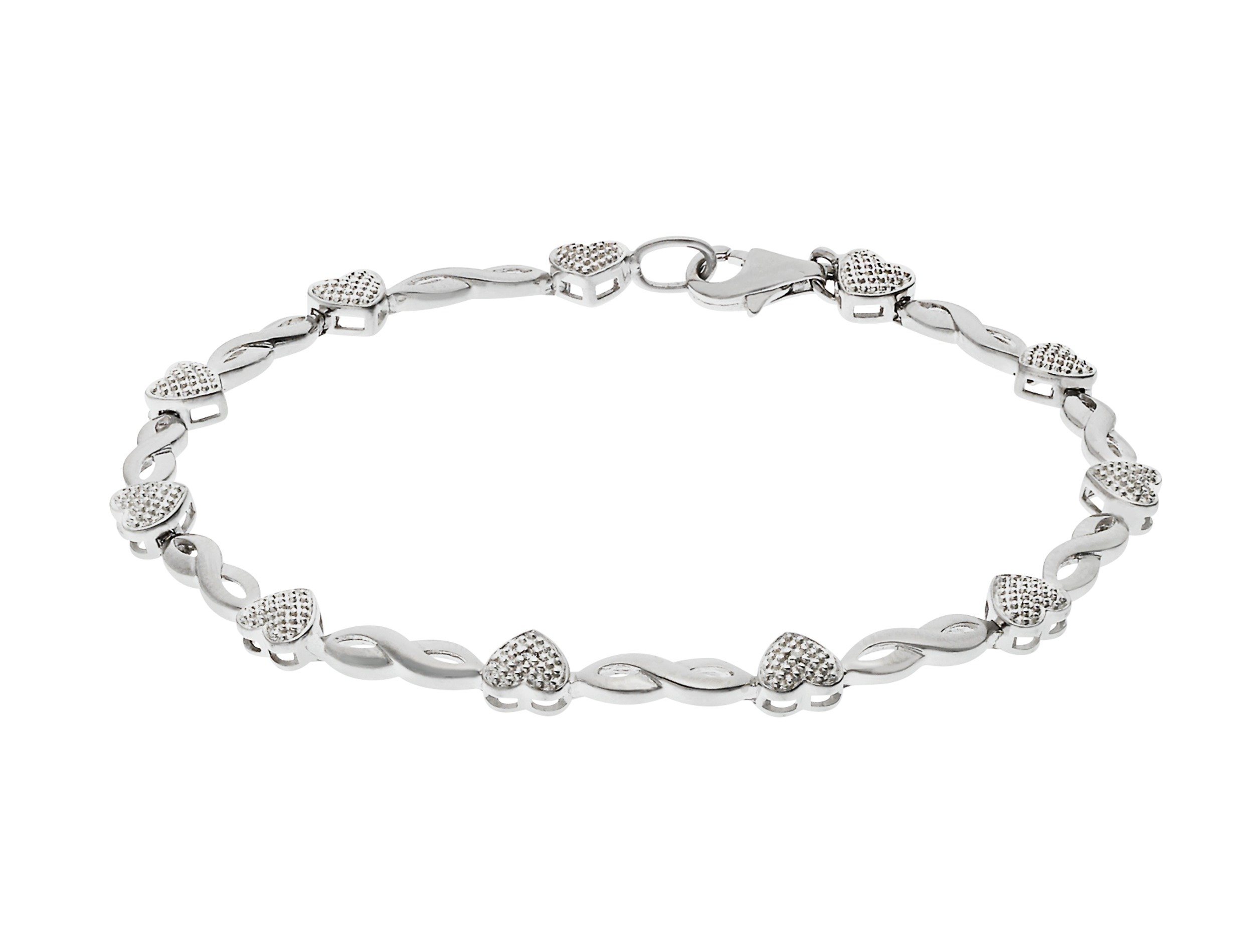 Revere Silver Diamond Accent Hearts & Kisses Bracelet (2242787) | Argos ...