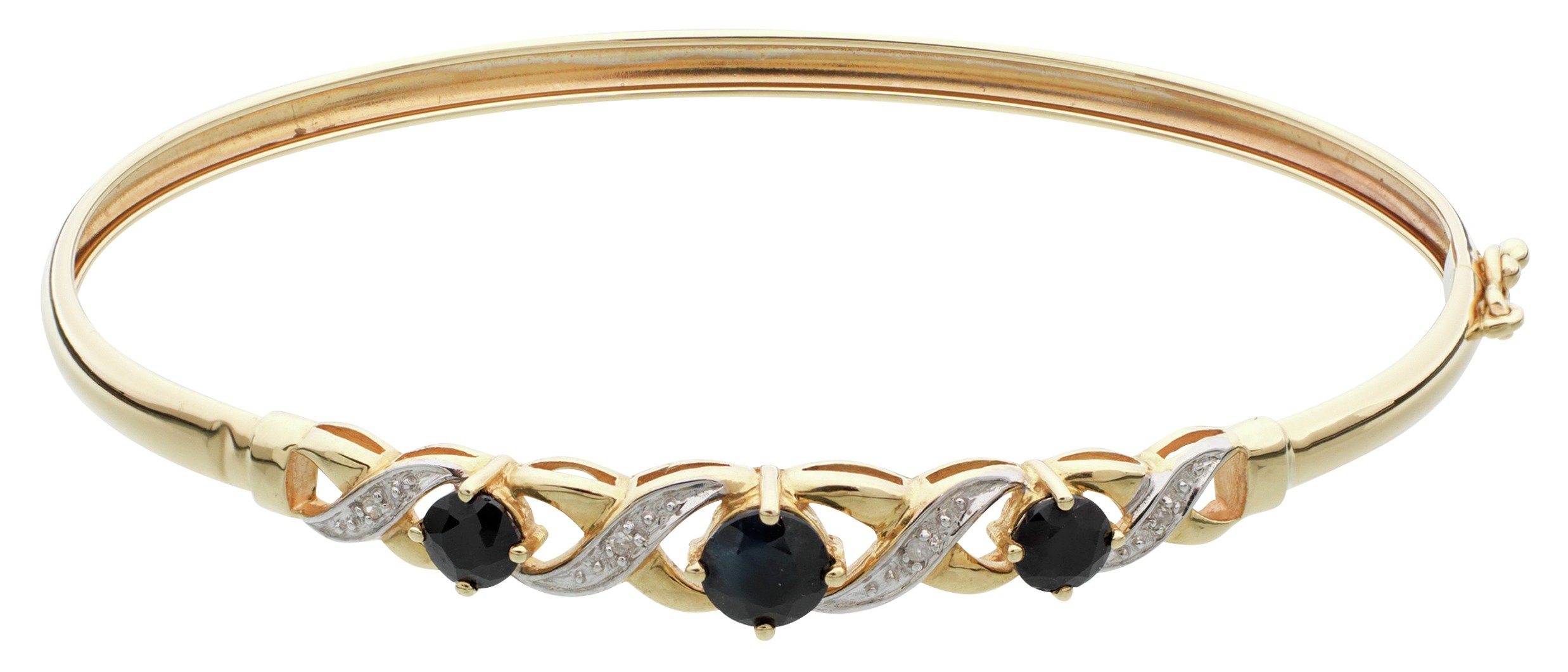 Revere 9ct Yellow Gold Sapphire & Diamond Flexible Bangle