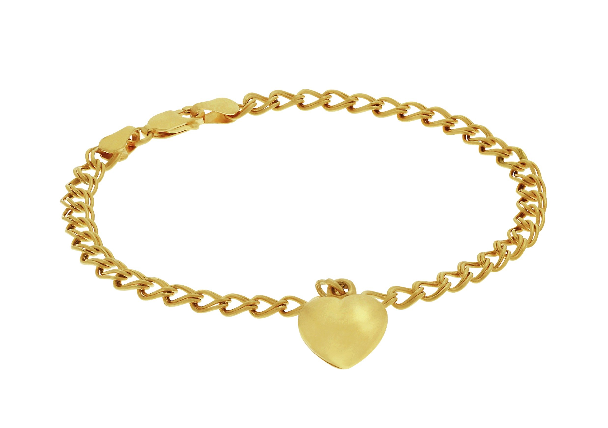 Revere 9ct Gold Plated Sterling Silver Heart Charm Bracelet