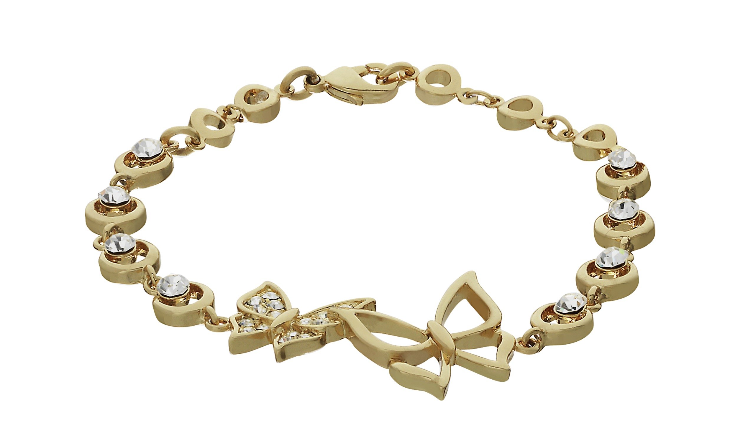 Revere 18ct Gold Plated Silver Crystal Butterfly Bracelet