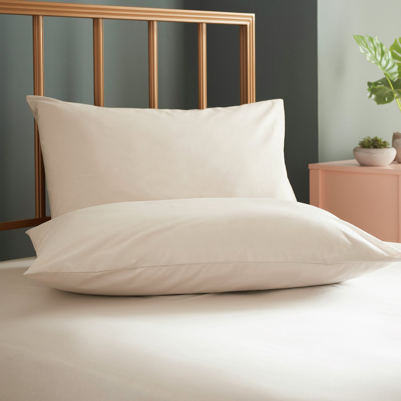 Cosmo Living Plain Standard Pillowcase Pair - Neutral