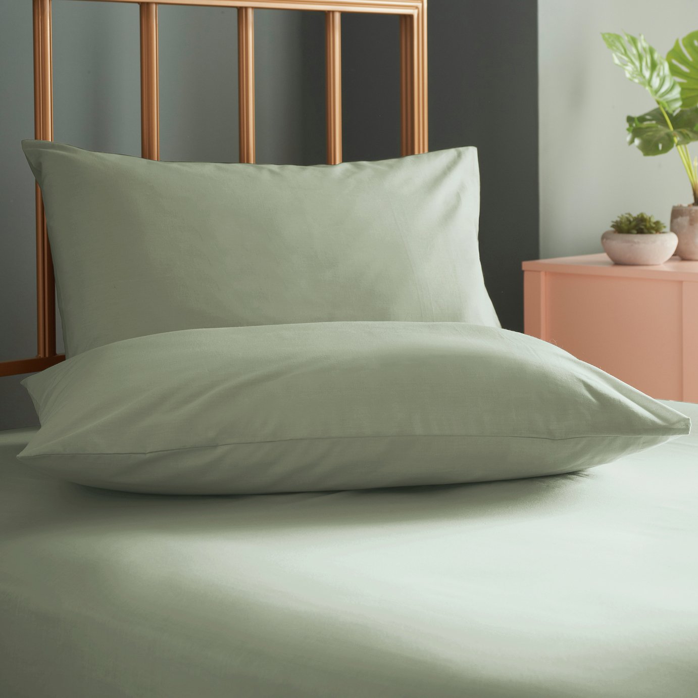 Cosmo Living Plain Standard Pillowcase Pair - Green