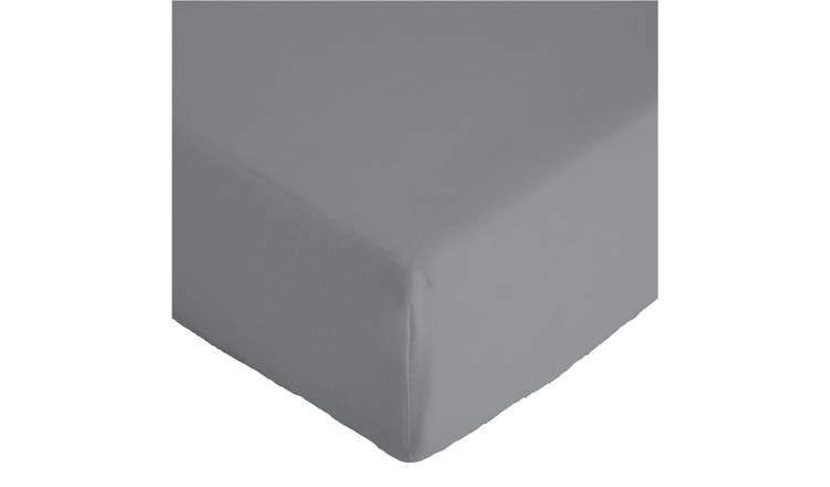 Argos Home Plain Grey Fitted Sheet - Single