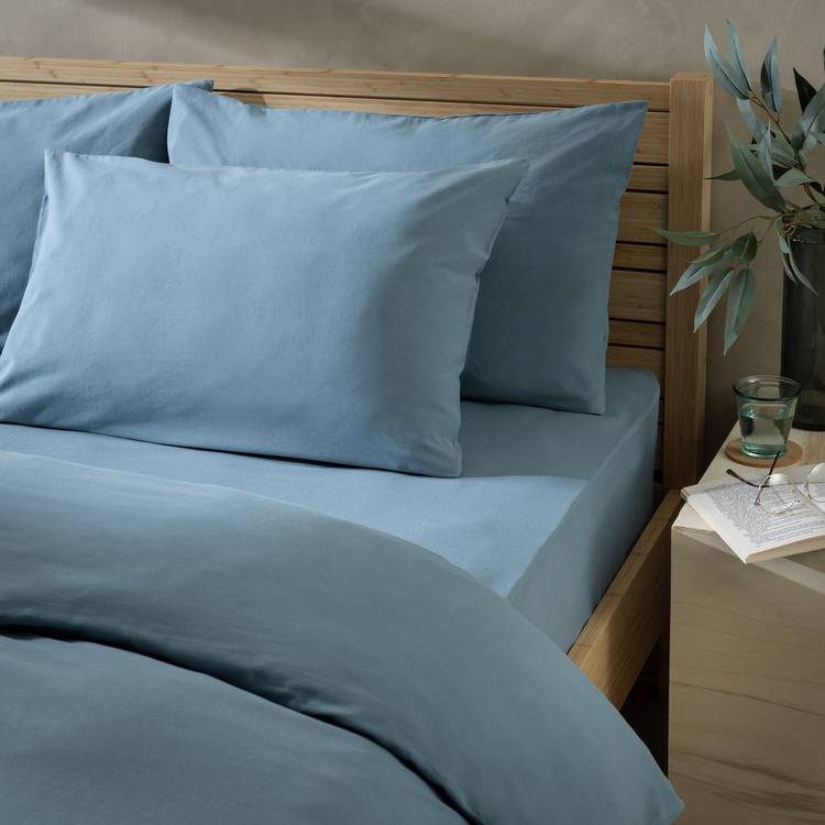Habitat Cotton Rich 180 TC Standard Pillowcase Pair - Denim 0