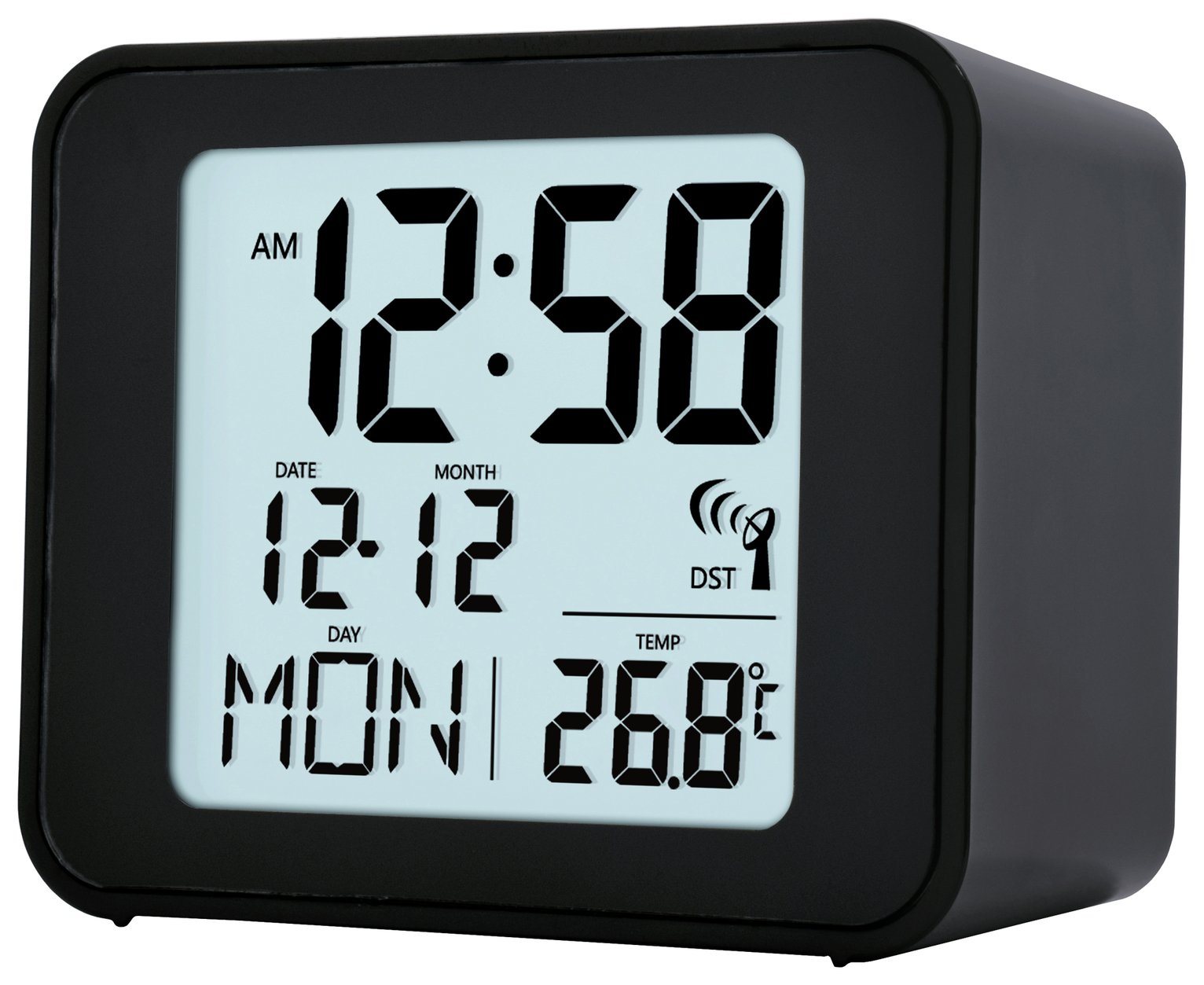 Acctim Cole Radio Controlled  LCD Display Alarm Clock -Black