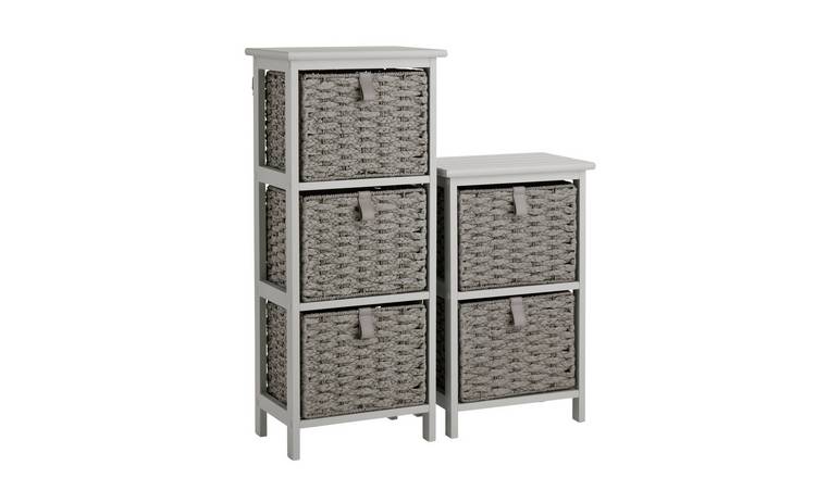 Buy Argos Home 2 3 Drawer Woven Bathroom Storage Unit Grey Freestanding bathroom cabinets Argos