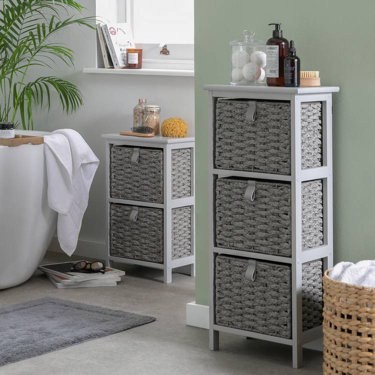 Argos Home 2 & 3 Drawer Woven Bathroom Storage Unit - Grey 0
