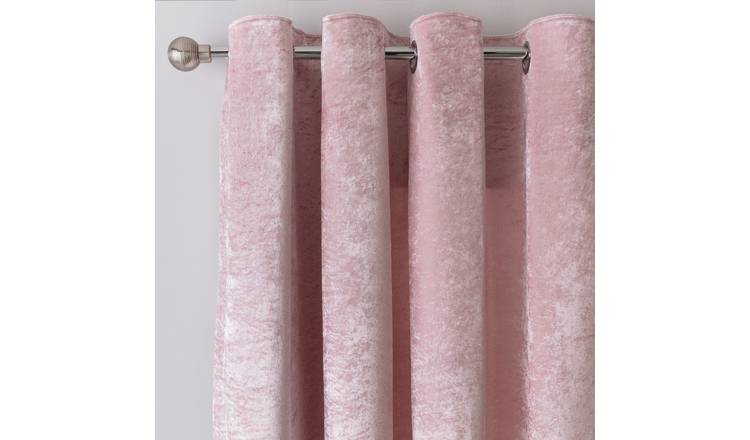 Argos Home Crushed Velvet Fully Lined Eyelet Curtains -Blush