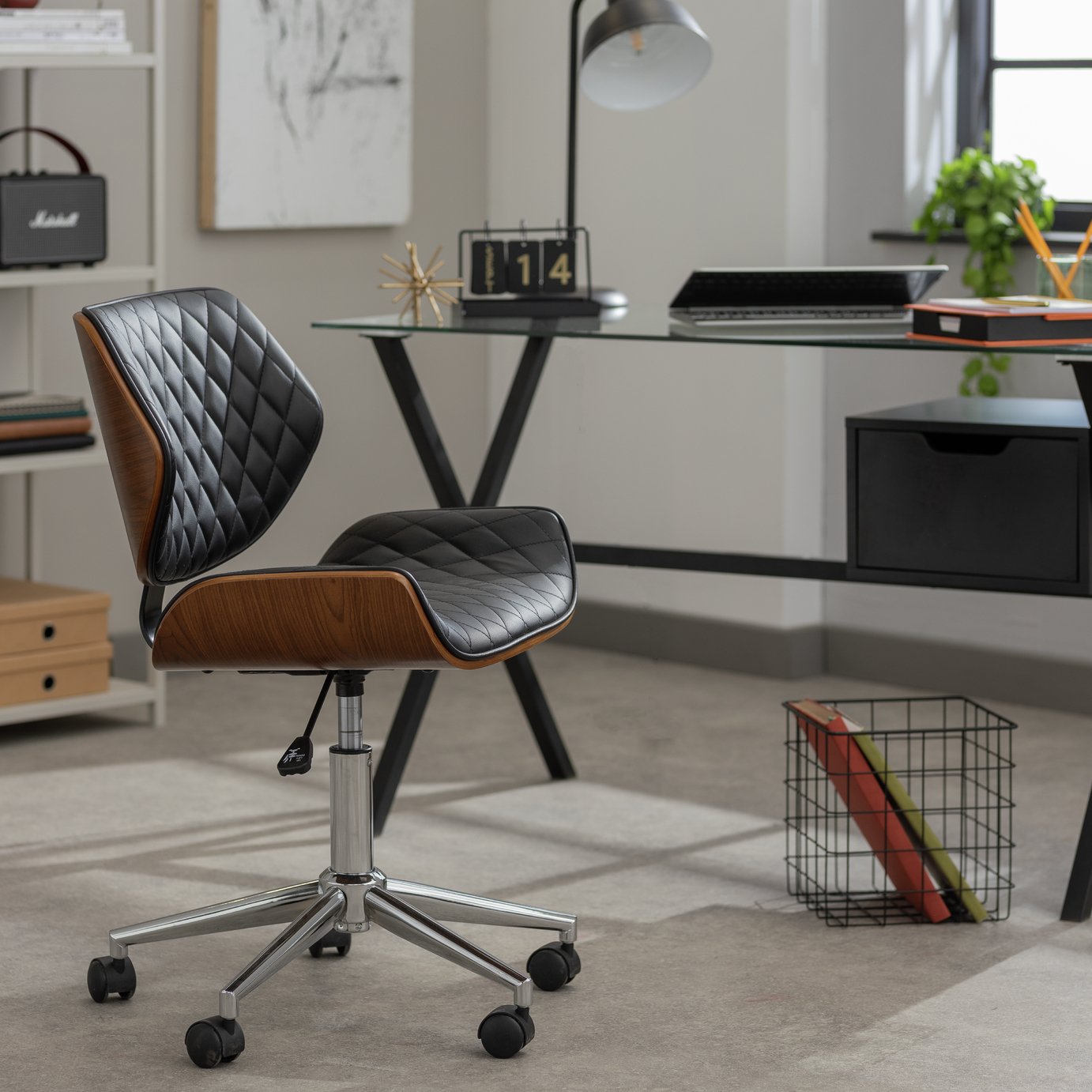 Sorel Faux Leather Office Chair - Black & Brown