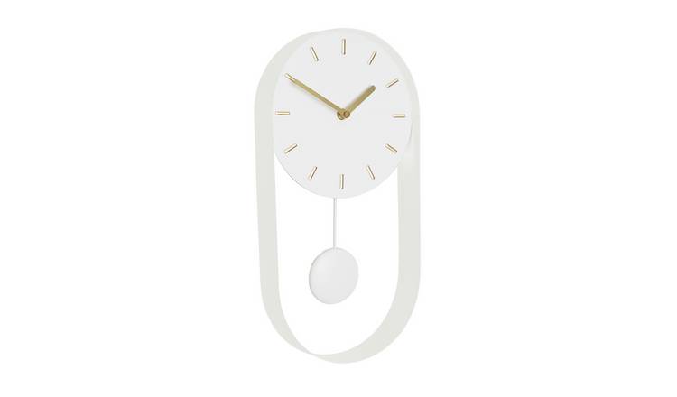Habitat Metro Metal Pendulum Wall Clock - White