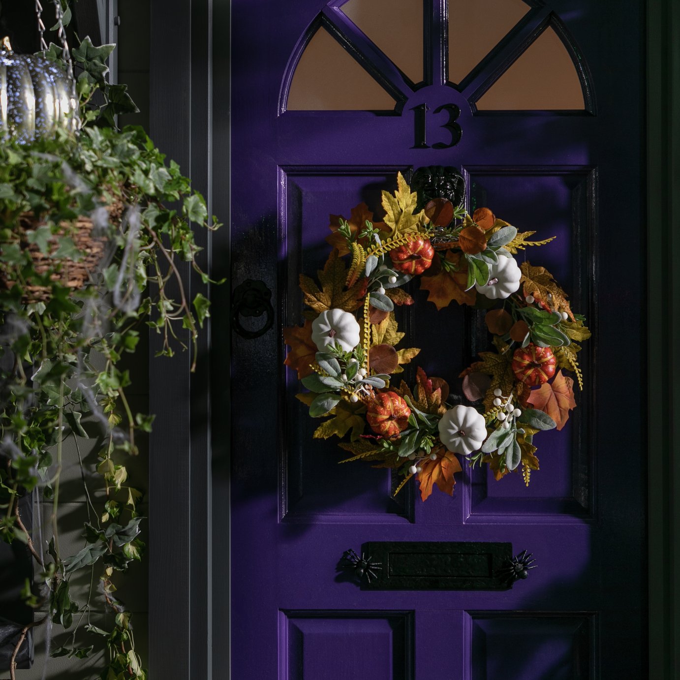 Argos Home Faux Floral  With Pumpkin Halloween Wreath