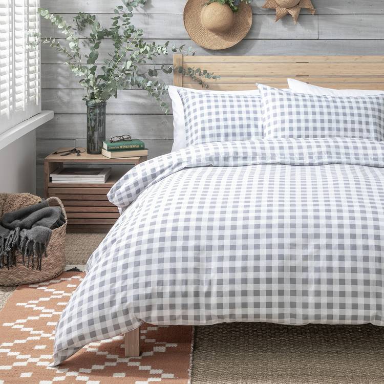 Habitat Gingham Grey Bedding Set - Double 0