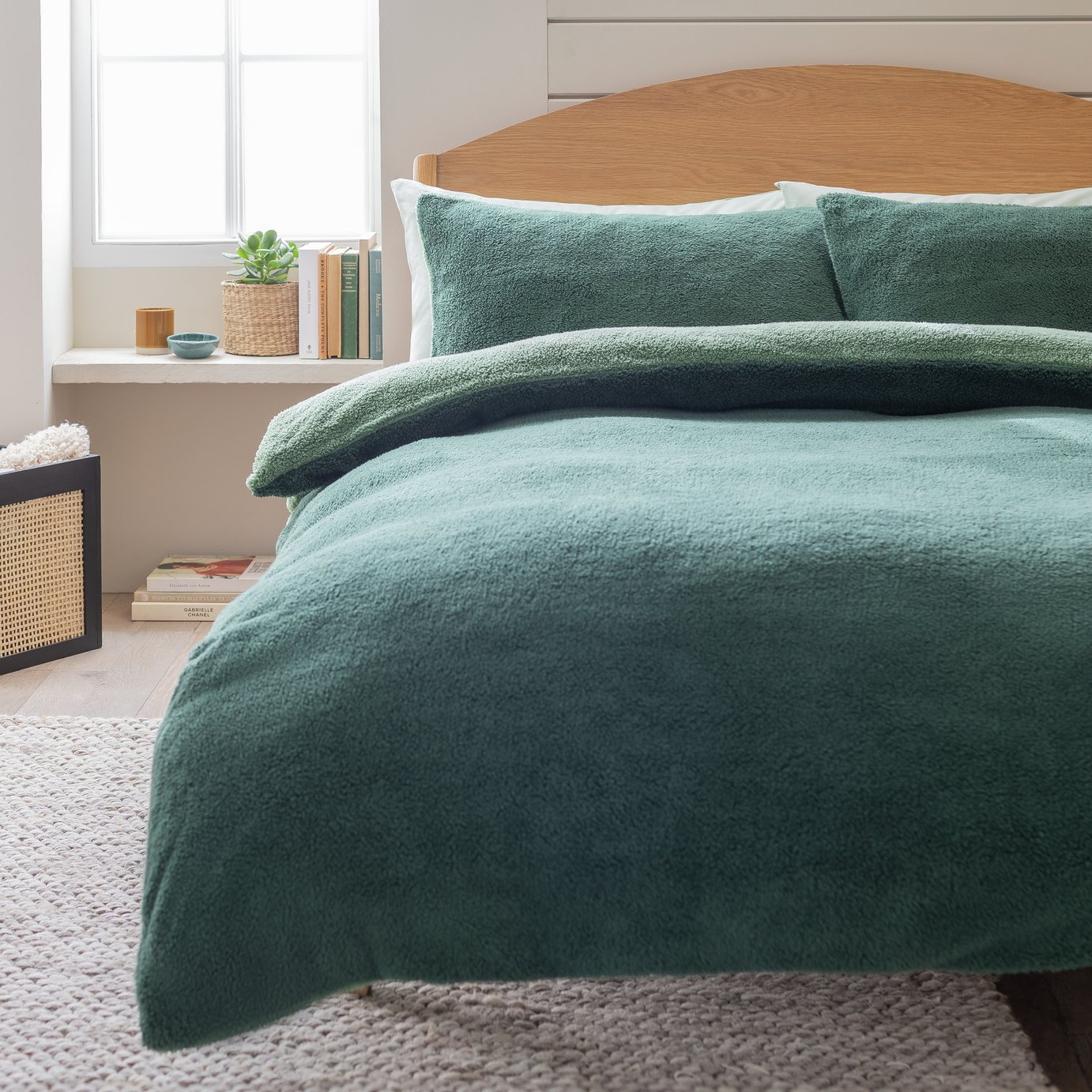 Argos Home Double Sided Fleece Green Bedding Set - King size