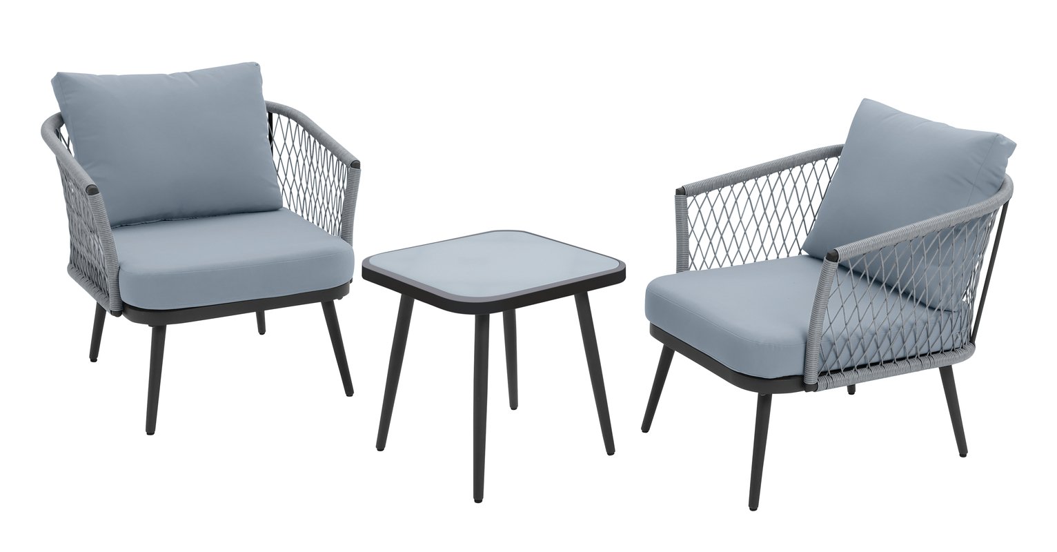 Habitat 2 Seater Rattan Effect Garden Bistro Set - Grey