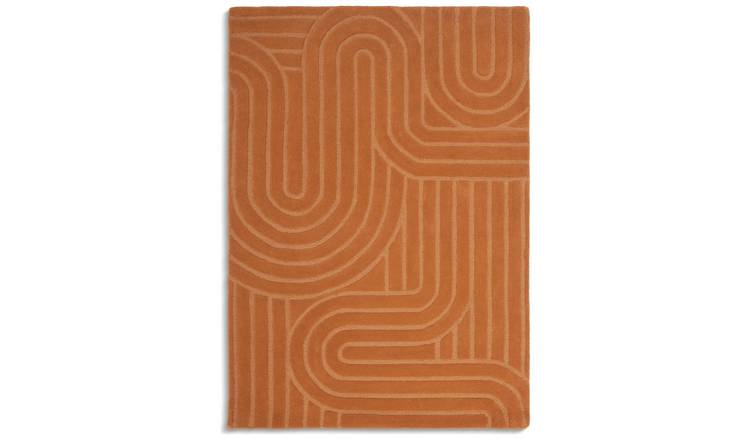 Habitat Mirage Patterned Carved Rug - Ginger - 120x170cm