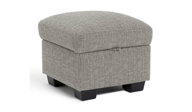 Grey fabric online footstool with storage