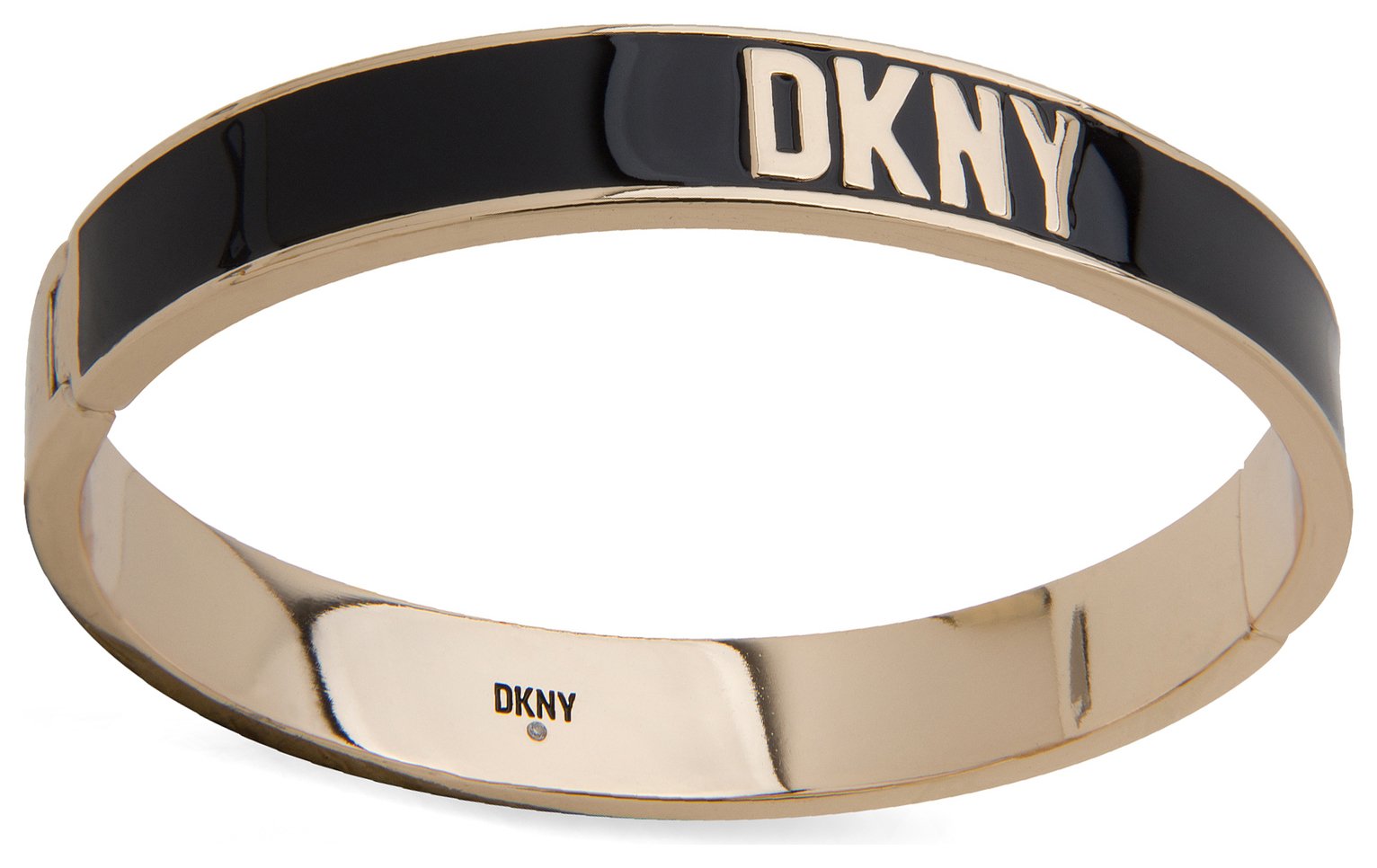 DKNY Gold and Black Enamel Logo Bangle