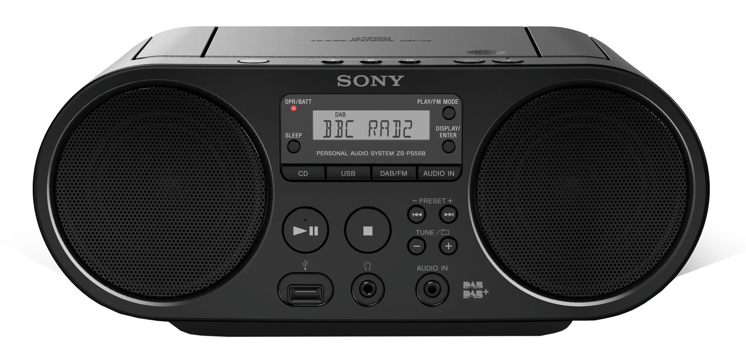 Sony ZS-PS55B CD Boombox with DAB and FM Radio – Black