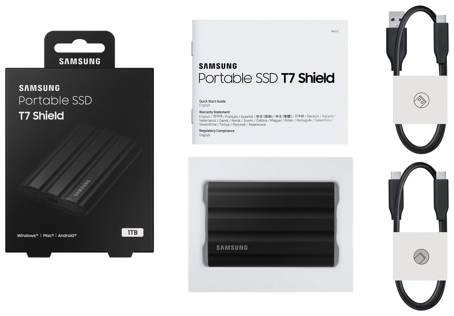 Buy Samsung T7 Shield USB 3.2 1TB Portable SSD - Black | External