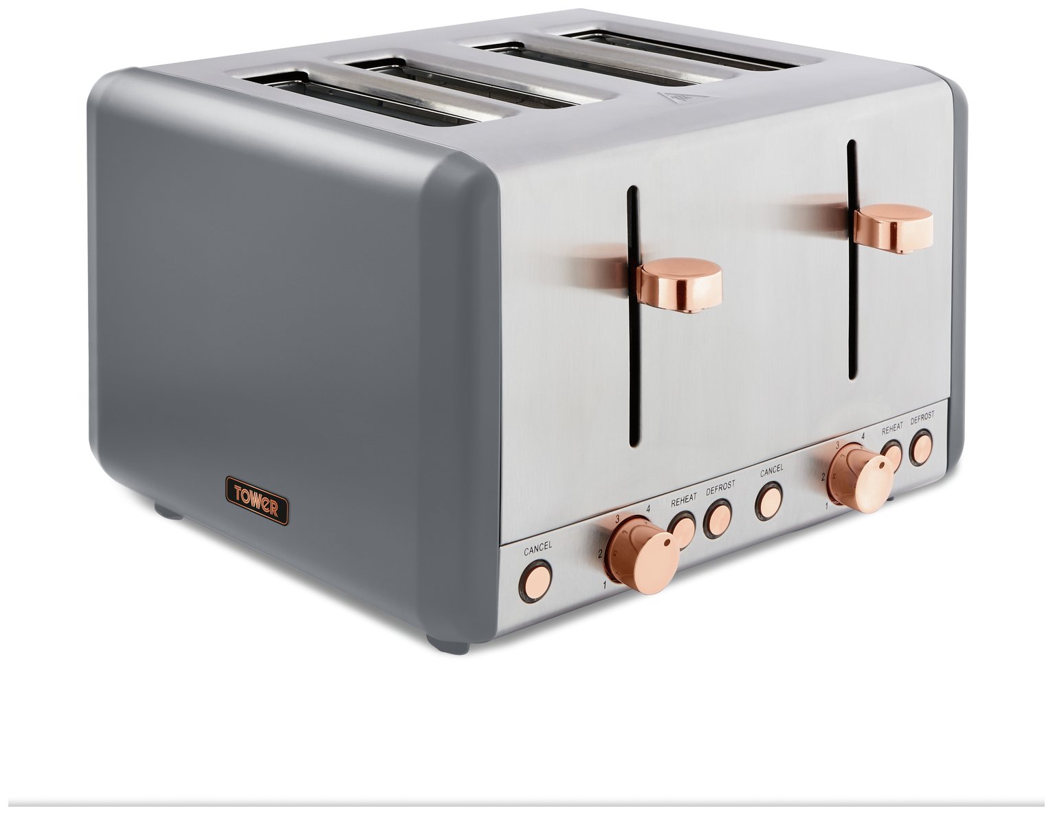 Tower T20051RGG Caveletto 4 Slice Toaster - Grey & Rose Gold