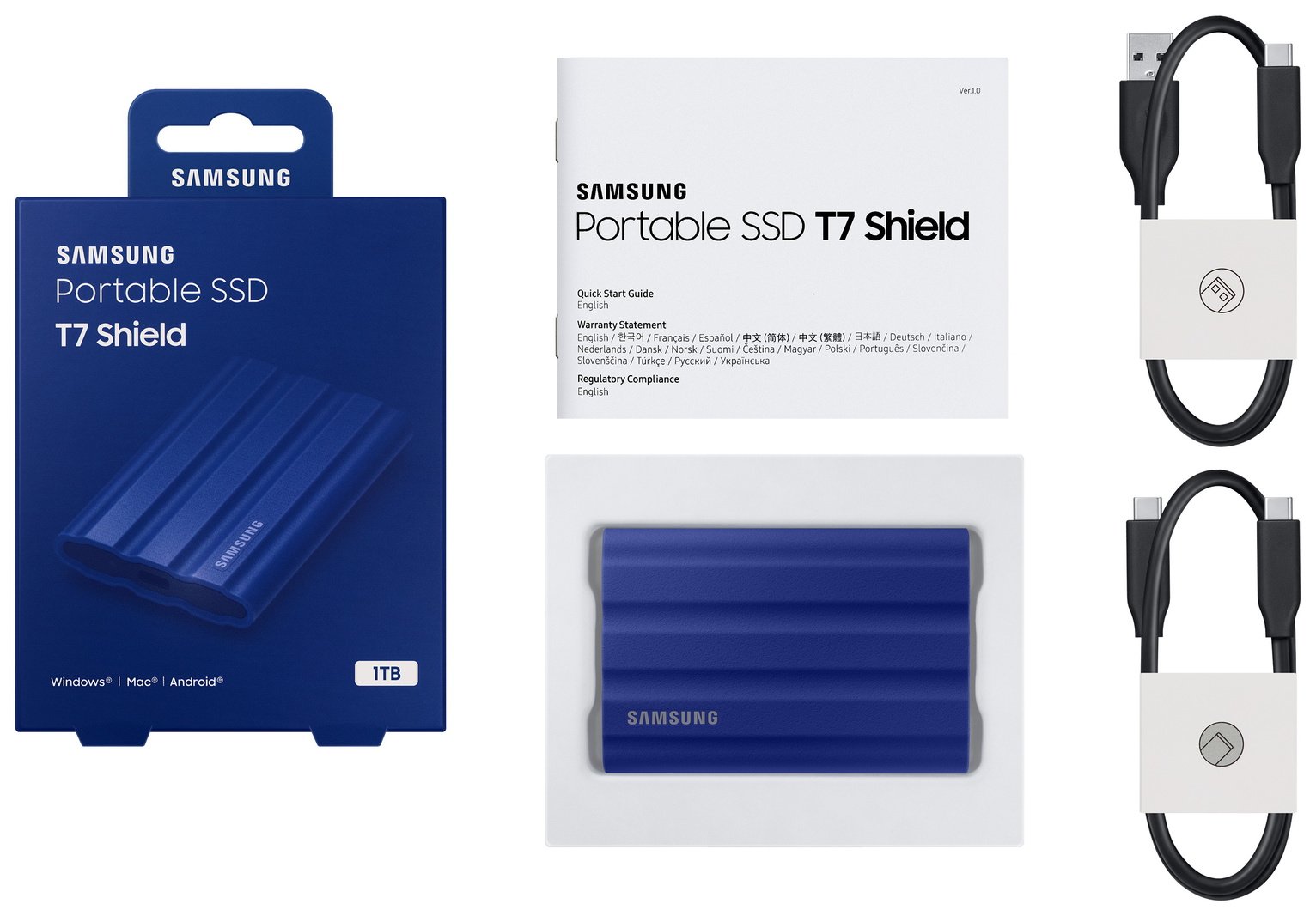 Buy Samsung T7 Shield USB 3.2 1TB Portable SSD - Blue | External