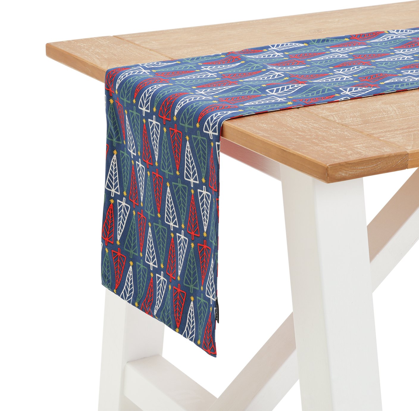 Habitat Reversible Tree Cotton Table Runner - Multicoloured