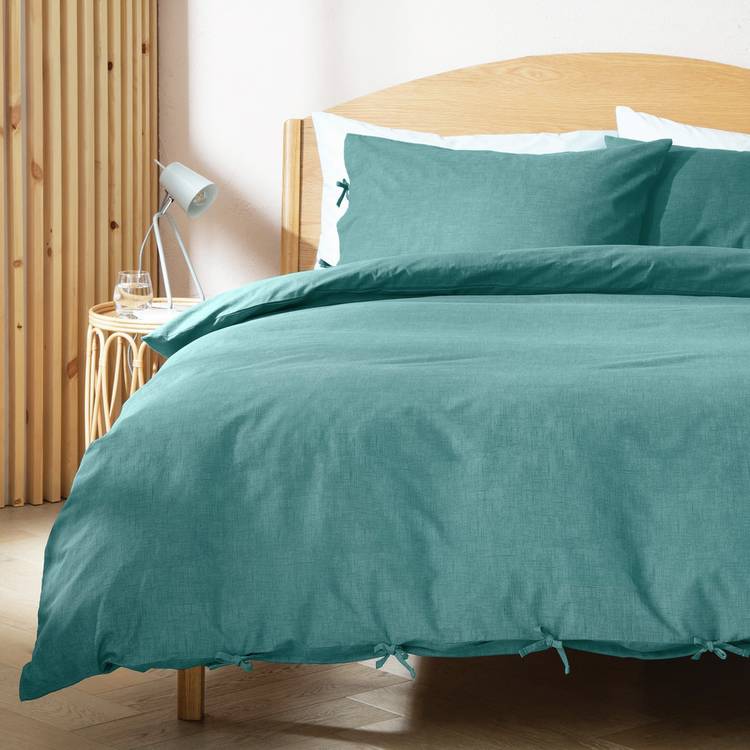 Habitat Cotton Textured Print Green Bedding Set - King 0