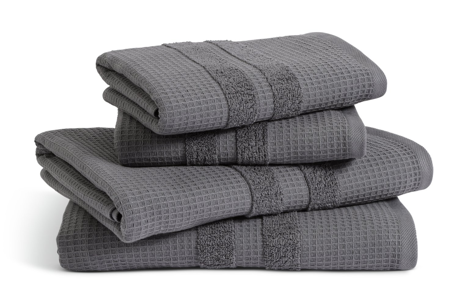 Habitat Organic Cotton Waffle 4 Piece Towel Bale - Charcoal