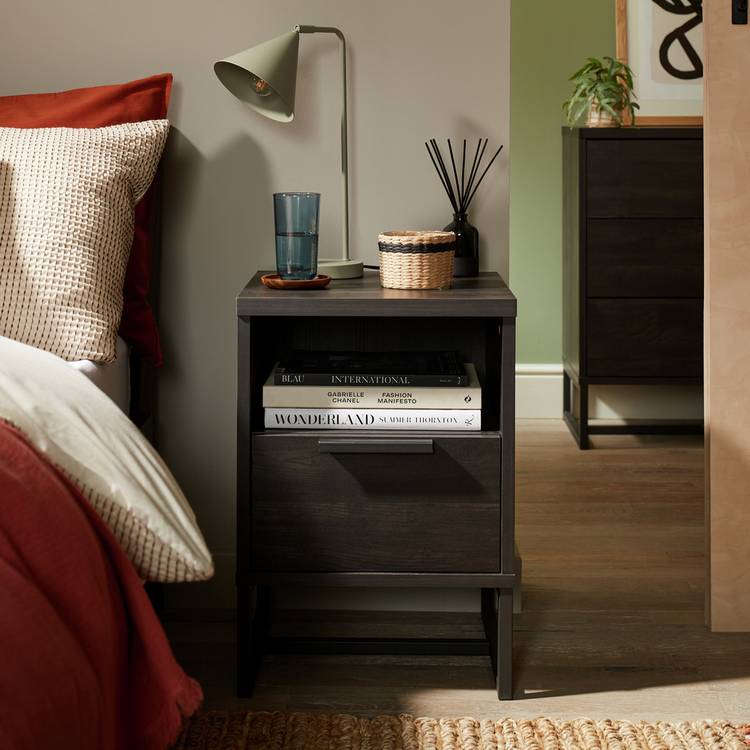 Habitat Nomad 1 Drawer Bedside Table - Black 0