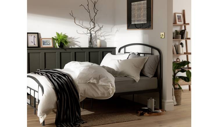 Grey metal deals bed frame double