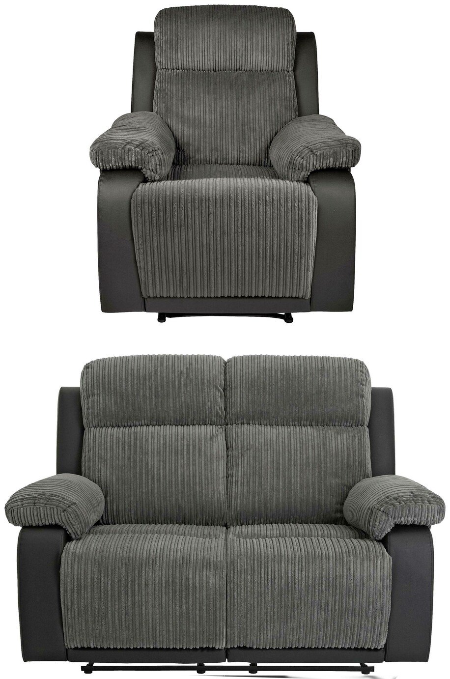 Argos Home Bradley Chair & 2 Seater Recliner Sofa - Charcoal