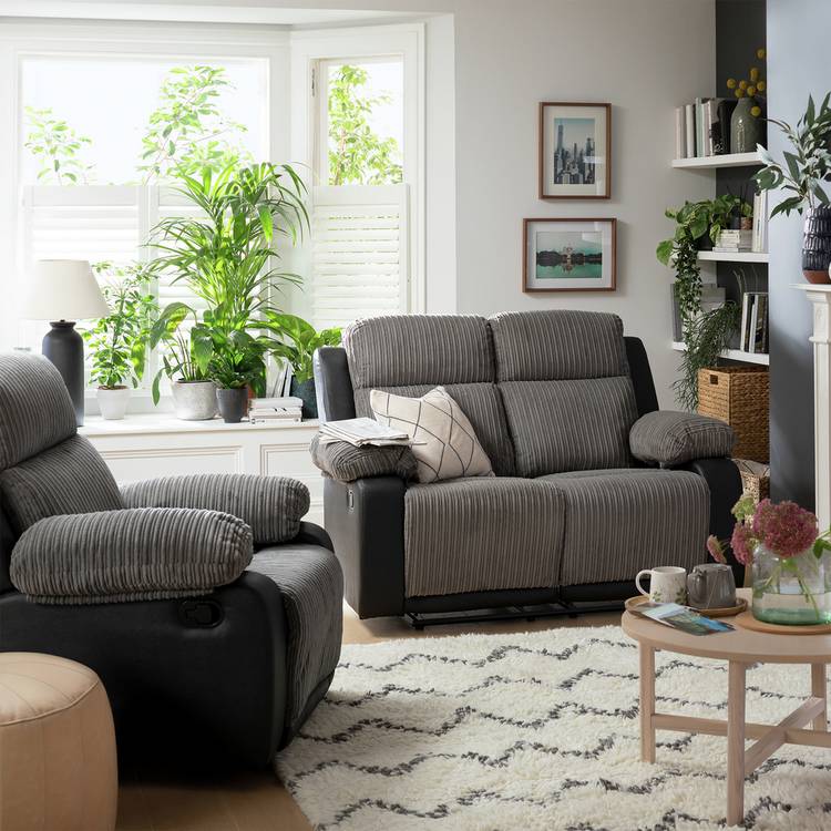 Argos Home Bradley Chair & 2 Seater Recliner Sofa - Charcoal 0