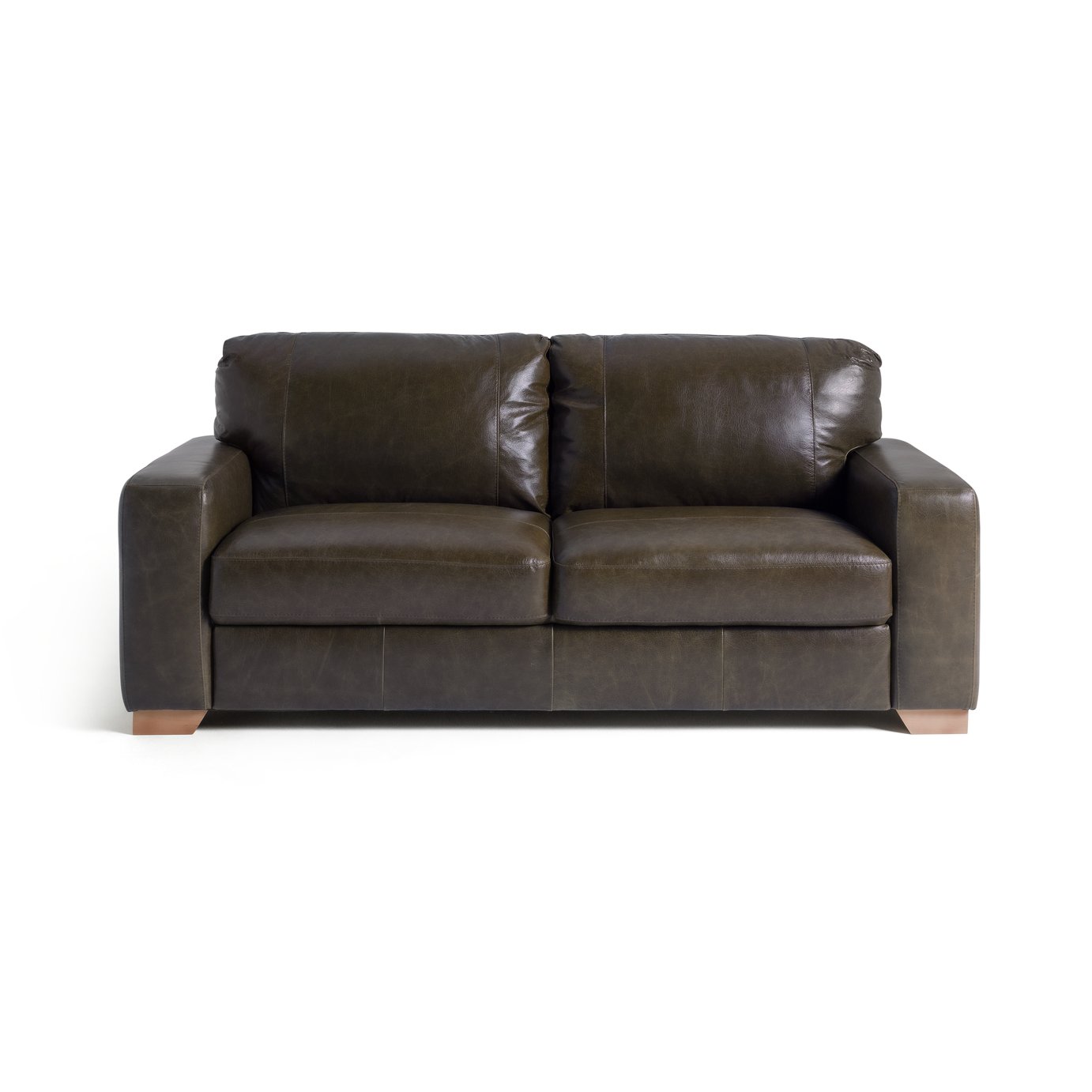 Habitat Eton Leather 3 Seater Sofa - Chocolate