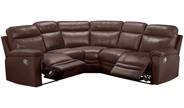 Argos Home Paolo Leather Manual Recliner Corner Sofa -Brown